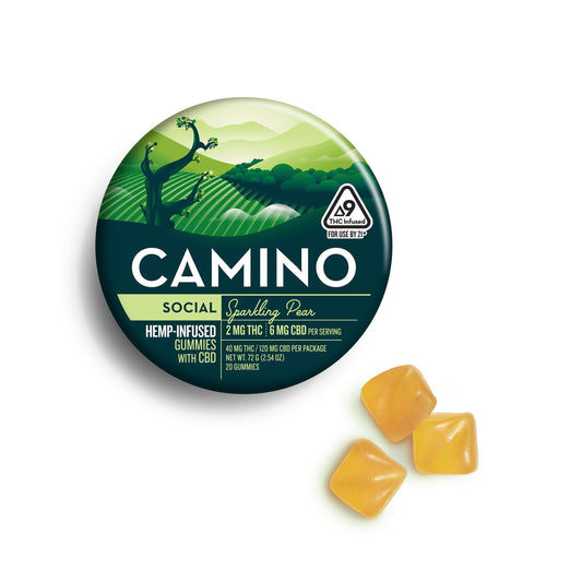 KIVA Camino Sparkling Pear 'Social' 2mg : 6mg CBD Gummies