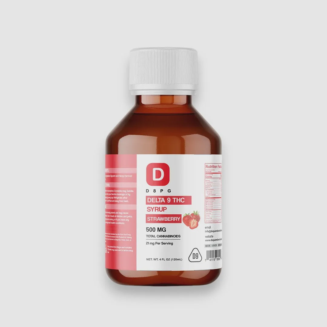 Delta 9 THC Syrup - Strawberry 500mg - 4 Fl Oz -